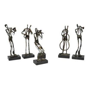 Late 20th Century Contemporary Brutalist Style Bronze & Marble Jazz Musician Band Figures - Set of 5