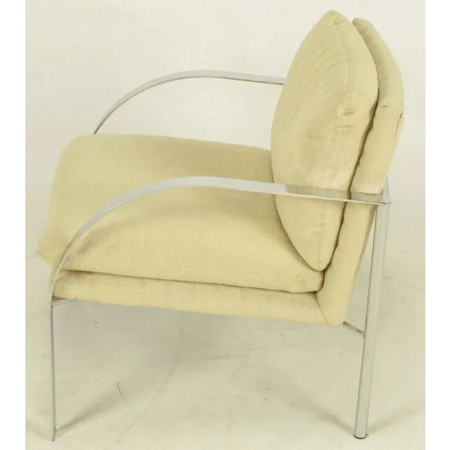1970s Paul Tuttle Inspired Chrome Arm Chairs - a Pair For Sale - Image 5 of 11