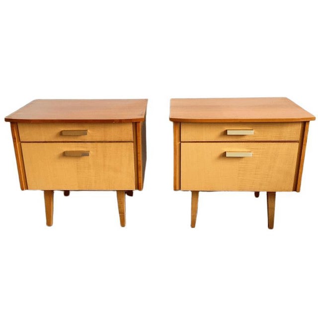 Mid-Century Modern Danish Bedside Tables in Duo-Tone Wood, 1950s, Set of 2 For Sale - Image 11 of 11