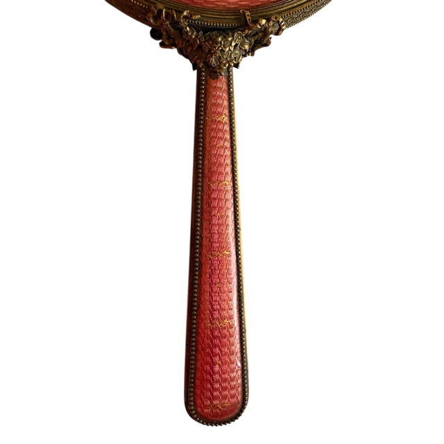 19th Century Austria Gouilloche Louis XVI Style Belle Epoch Era Hand Mirror For Sale - Image 6 of 9