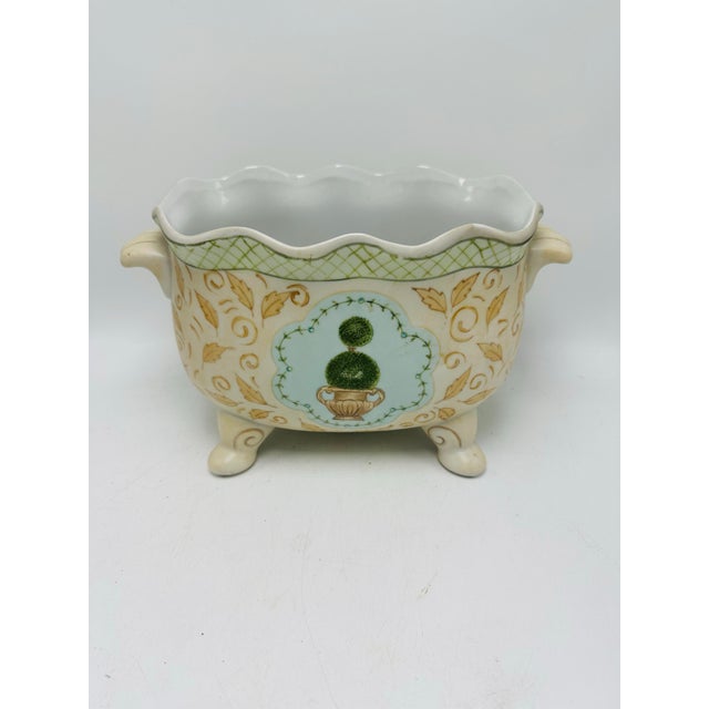 Ceramic Vintage Ceramic Cache Pot For Sale - Image 7 of 8