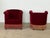 Danish pair of club chairs in burgundy velvet, likely by a Danish Cabinetmaker, 1950s. Each chair has a gently channelled,...