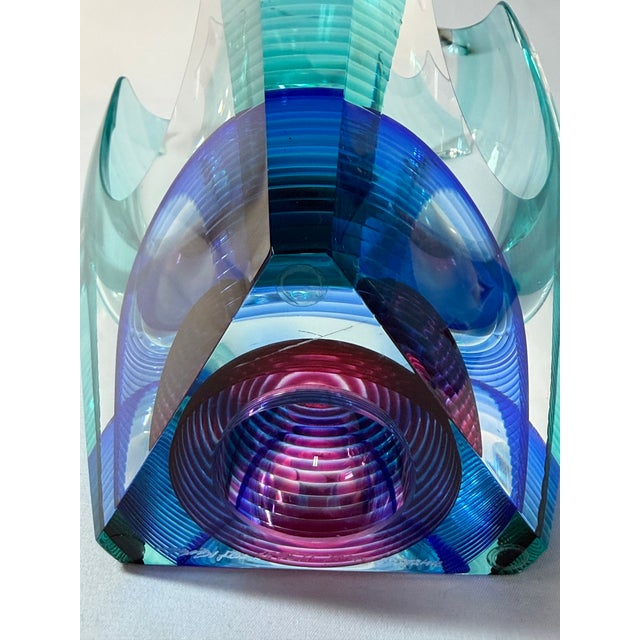 Glass Michael David & Kit Karbler Signed Sculptural Studio Art Glass “Vortex” Bowl For Sale - Image 7 of 8