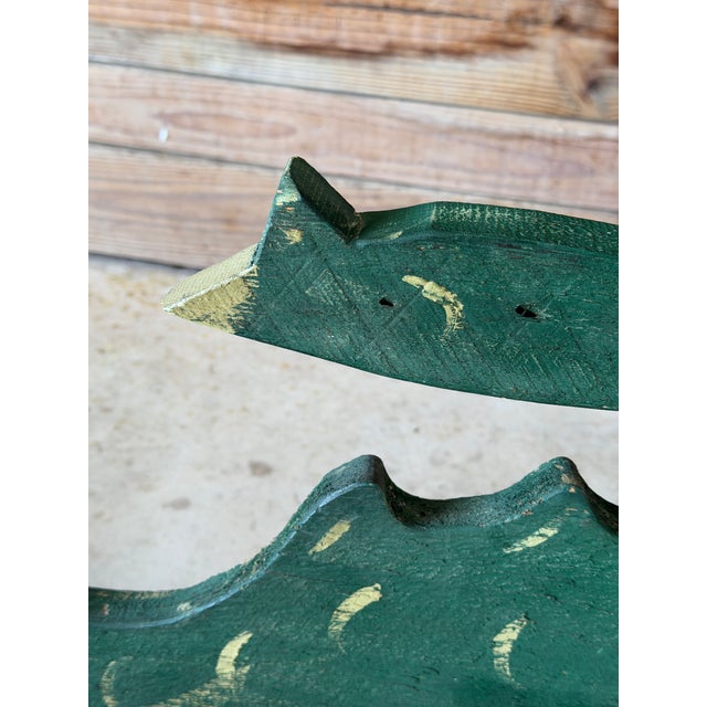 Green Monumental Vintage Folk Art Florida Alligator Wood Sculpture For Sale - Image 8 of 12
