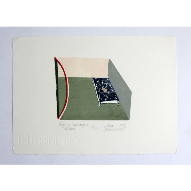 Maria Stelmaszczyk, Room with a Red Arch, Linocut on Paper, 2007 For Sale - Image 4 of 7