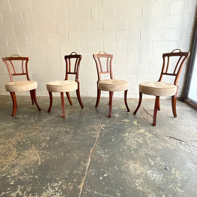 Antique Set of Four Carved Mahogany Grosfeld House Dining Chairs, 1940s For Sale - Image 12 of 12