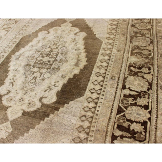 Vintage Turkish Oushak Rug in Brown/Green, Taupe and Neutral Colors For Sale - Image 9 of 11