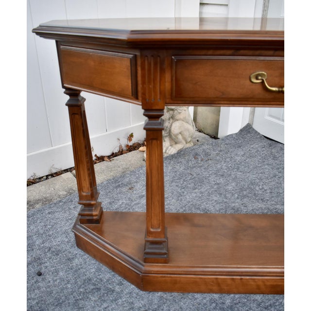 Vintage Ethan Allen Cherry Wood Console Table Entryway Sofa 1 Drawer For Sale - Image 17 of 17