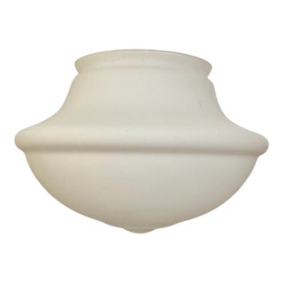 Vintage Mid Century School Style Frosted Glass Shade For Sale