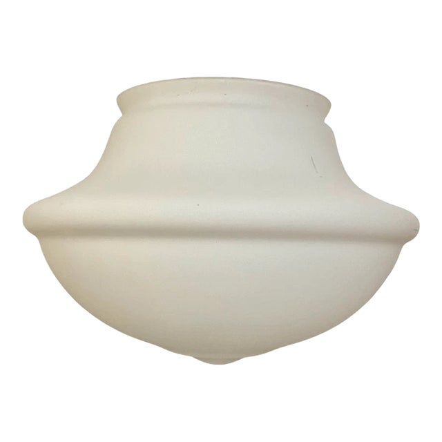 Vintage Mid Century School Style Frosted Glass Shade For Sale
