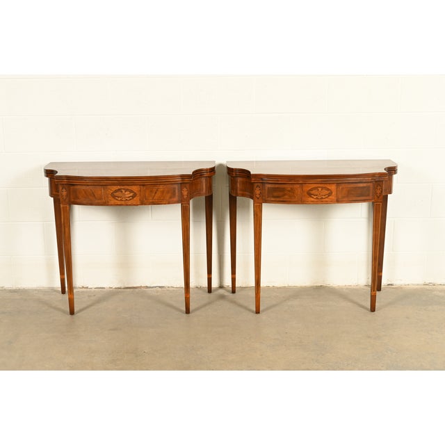 Baker Furniture Federal Inlaid Mahogany Flip-Top Console or Game Table For Sale - Image 17 of 18