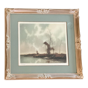 Cloudy Autumn Day on the River Print by Fred Levé