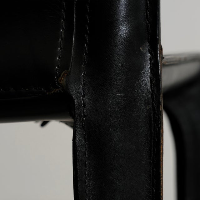 Black Vintage Cab Dining Chairs in Black Leather by Mario Bellini for Cassina, 1977, Set of 5 For Sale - Image 8 of 18