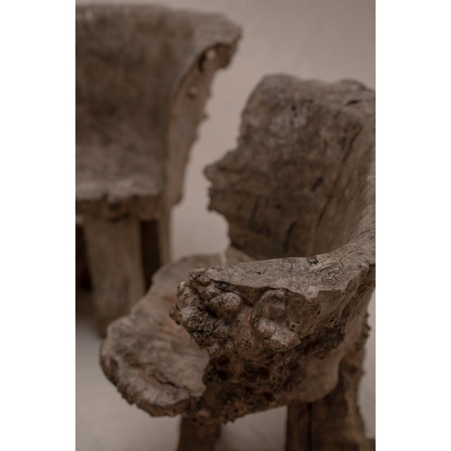 Vintage Sculptural Burlwood Side Chairs, 1970s, Set of 2 For Sale - Image 10 of 16