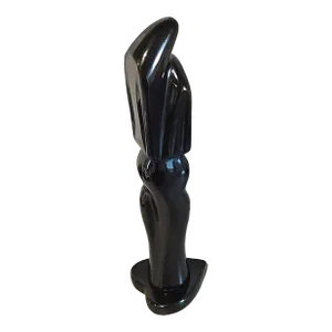 Vintage Solid Black Onyx Romantic Couple on a Heart Base Abstract Modern Figurine
