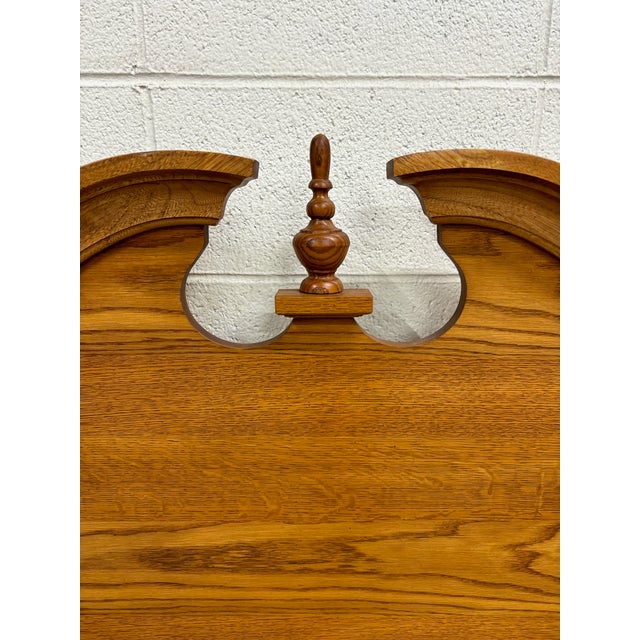 Vintage Queen or Full Size Oak Cannonball Pediment Headboard by Hood