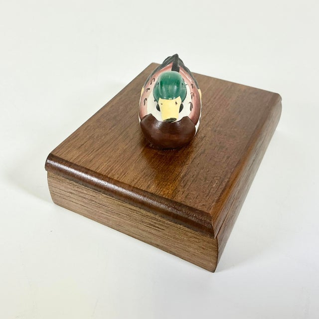 Wood 1980s Vintage Arts & Crafts Adirondack Rustic Duck Playing Card Box - 2 Decks Included For Sale - Image 7 of 11