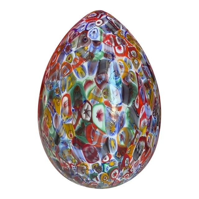 Gold Floral Multicolor Murano Style Glass Egg Small Table Lamp from Simoeng For Sale - Image 8 of 8