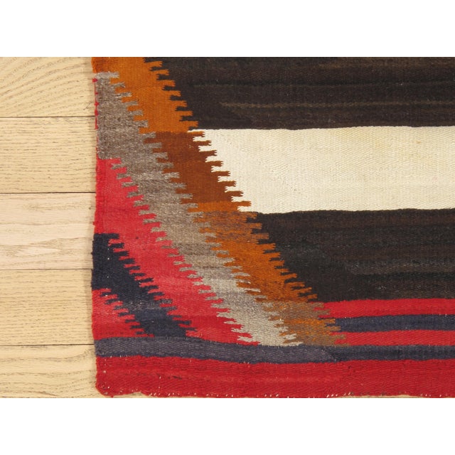 Native American Third Phase Navajo Chiefs Blanket C. 1890 Handmade Native America Textile Square For Sale - Image 3 of 18