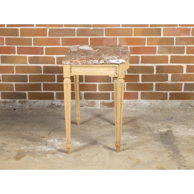 Wood Italian Neoclassical 19th Century Bleached Oak Console Table with Red Marble Top For Sale - Image 7 of 11