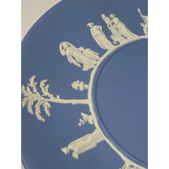 English Vintage Mid-Century Blue Wedgwood Jasperware Plate For Sale - Image 3 of 7