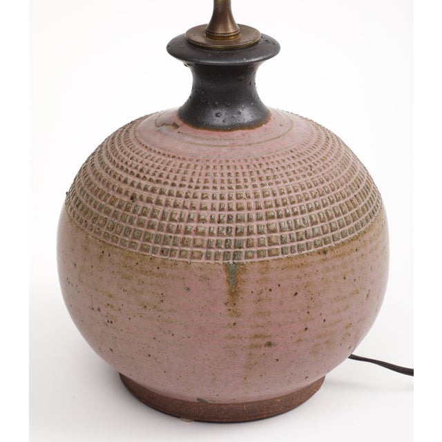 Artist Signed Stoneware Pottery Table Lamp For Sale In New York - Image 6 of 11