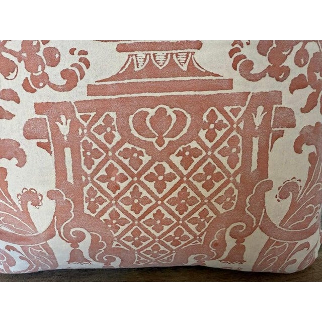 Brick Red Pair of Fortuny “Carnavalet” Pillows With Custom Linen Backs For Sale - Image 8 of 8