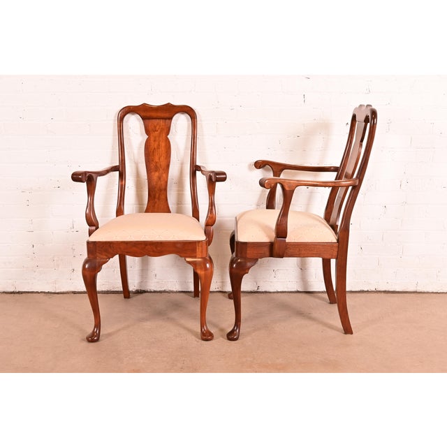 Stickley Queen Anne Carved Solid Cherry Wood Armchairs, Pair For Sale - Image 11 of 15