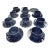 Vintage Collection of Bennington Blue Agate Cups and Saucers For Sale