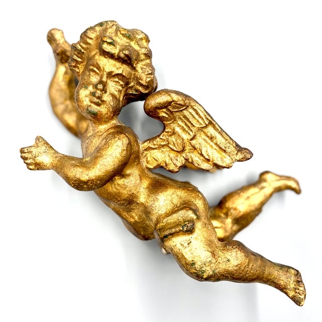 19th Century Antique French Giltwood Cherub Putti Sculpture Fragment For Sale - Image 5 of 12