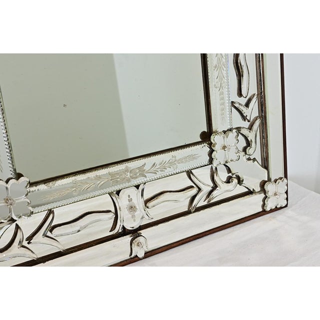 Italian Vintage Italian Venetian Style Mirror in Wood Frame For Sale - Image 3 of 14
