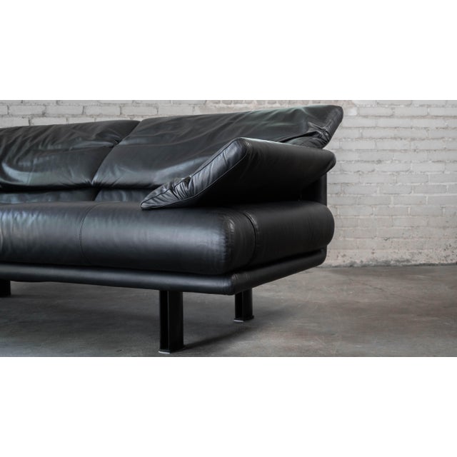 Black 1980s Postmodern Leather Alanda Sofa by Paolo Piva for B&b Italia For Sale - Image 8 of 18
