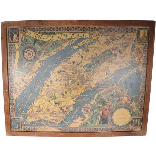 Wood Art Deco Map of New York by Russell Patterson for r.h. Macy C. 1939 For Sale - Image 7 of 11