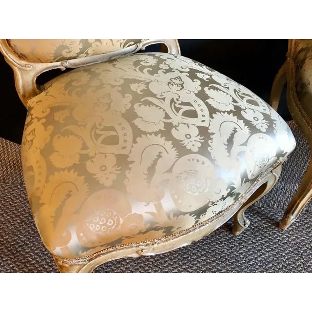 1910s Maison Jansen Slipper Chairs in Scalamandre Upholstery in Frames - a Pair For Sale - Image 5 of 12