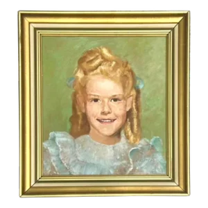 Vintage Boho Original Oil Portrait Painting of Young Lady