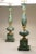 Matching Pair Large Neoclassic Hollywood Regency Modern Green Malachite Marble Urn Style Column Table Lamps 1960's Italy For Sale - Image 4 of 12