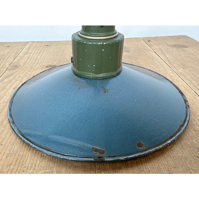 Industrial Blue Enamel Military Pendant Lamp with Cast Aluminium Top, 1960s For Sale - Image 14 of 18