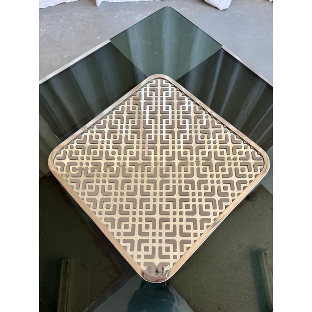 1970s Mid-Century Modern Italian Chrome and Mirrored Glass Placemat Serving Trays by Tommaso Barbi, 1970s, Set of 4 For Sale - Image 5 of 18