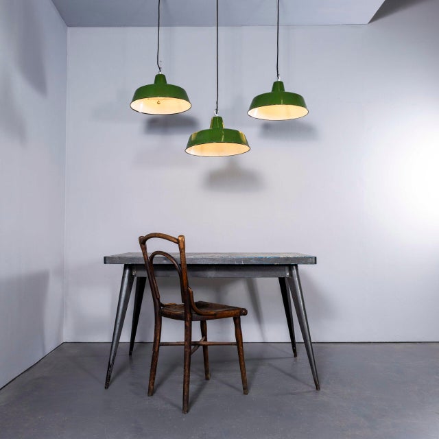 Black Army Enamel Hanging Pendant Lamp, 1950s For Sale - Image 8 of 13