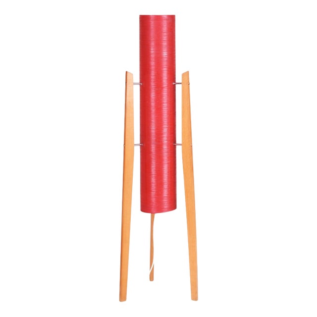Mid-Century Modern Floor Lamp in Beech by Novoplast Sereď, Czech, 1960s For Sale