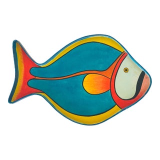 1960s Handpainted Tropical Fish Tray For Sale