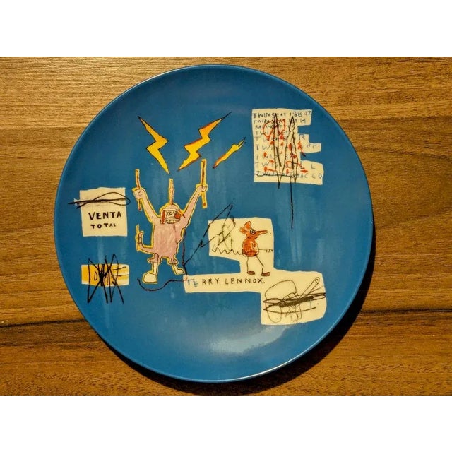 The Mechanics That Always Have a Gear Left Over Plate in Limoges Porcelain after Jean-Michel Basquiat, 1988 For Sale - Image 4 of 4