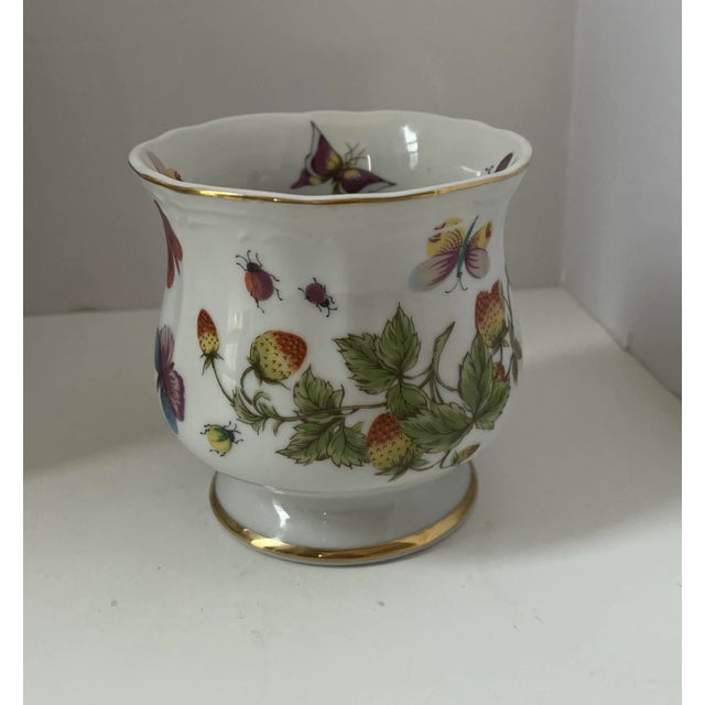 Ceramic Set of Three Vintage Lenwile Ardalt China Springtime Butterfly Pattern Base Cachepot Base Planter For Sale - Image 7 of 9