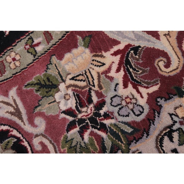 Black Art Nouveau 1990's Medallion Pak-Persian Black/Pink Wool Round Rug- 5'11'' X 6'2'' For Sale - Image 8 of 9