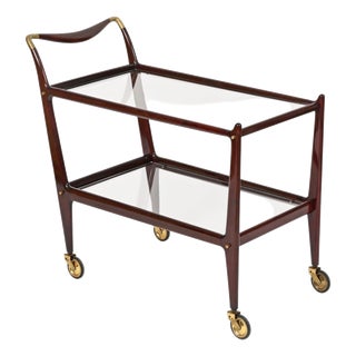 Large Wood and Brass Mod. 58 Bar Cart, Italy, 1952 For Sale