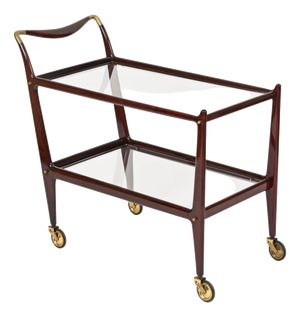 Large Wood and Brass Mod. 58 Bar Cart, Italy, 1952
