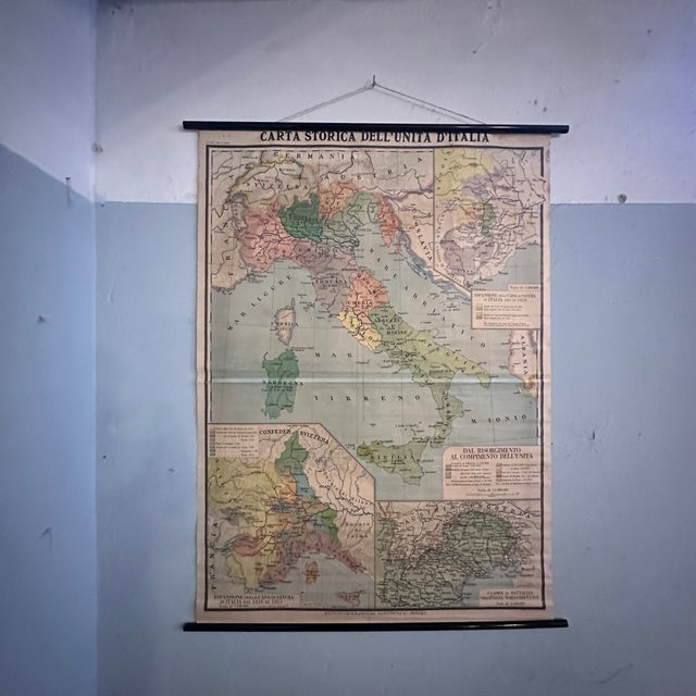 Vintage Map of the Unification of Italy, 1964, in Very Good conditions. Designed 1960 to 1969