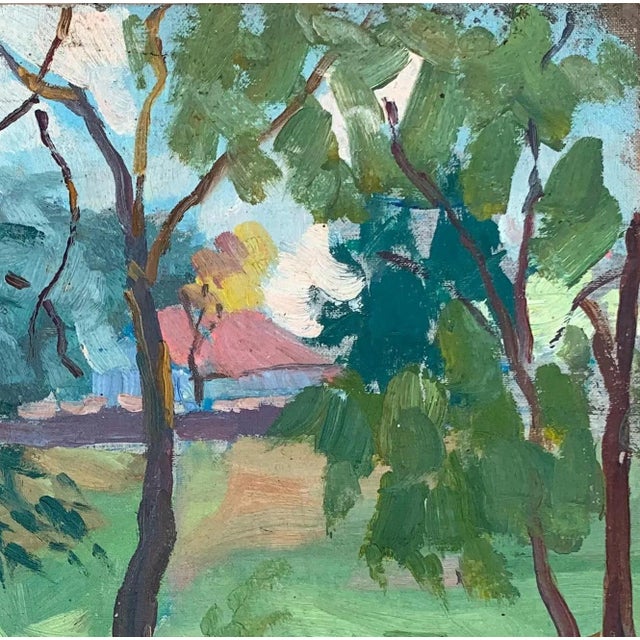 Realism Rural Landscape Antique Painting Original Soviet Art Ukrainian Artist Solovskiy G. 36-38 1970s For Sale - Image 3 of 6
