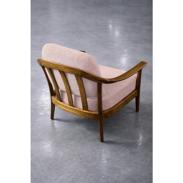 Mid-Century German Modern Cherrywood and Pink Upholstered Armchairs from Wilhelm Knoll, 1970s, Set of 2 For Sale - Image 17 of 18