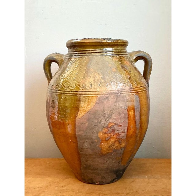 Contemporary Vintage Glazed Terracotta Jar For Sale - Image 3 of 12